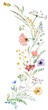 Arrangement made of watercolor wildflowers and leaves, wedding and greeting illustration
