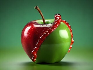 Sticker - red apple on green background