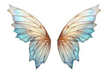 Wall Mural - Pastel pride rainbow tone fluffy angel wings isolated on a Transparent background. Generative AI