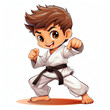 Cute boy are practicing karate