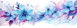 Flower whimsical watercolor painting wallpaper - turquoise blue purple floral oil painting panorama artwork - horizontal colorful modern hand painted landscape panoramic luxury canvas art