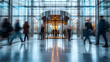 © ChubbyCat - People at office building's entrance during rush hours. Motion blur.