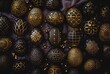 Gold and black decorated easter eggs