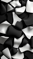Wall Mural - Abstract Black and White Background With Wavy Shapes