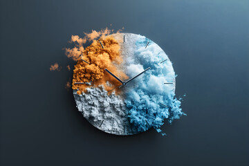 A conceptual image of a clock with the hands moving, representing the passing of time and the concept of change.