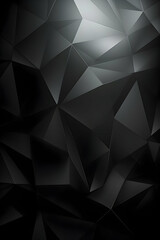 Wall Mural - Abstract black and white background with random geometric triangle pattern. Elegant dark gray color with textured light shapes and angles in modern contemporary design, futuristic, generative ai