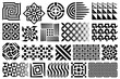 Abstract geometric design elements and patterns. Black and white Memphis stile design shapes, ornaments.