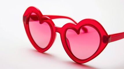 Wall Mural - heart-shaped sunglasses on a white background