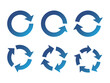 リサイクルの矢印セット　サイクル　アイコン　回転　ベクター　循環  青　circle arrow icon set.