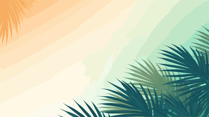 Wall Mural - palm leaves against a soft gradient, portraying the tropical and tranquil vibes associated with green foliage backgrounds. simple minimalist illustration creative
