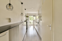 Modern kitchen interior with sleek design and natural light