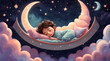 Illustration of a sleeping baby. Pointing to healthy sleep and a contented mind.