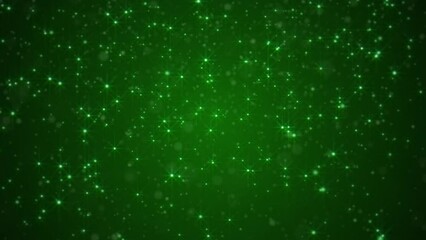 Wall Mural - shiny glittering green stars and particles. glitzy elegant celebration party animation. suitable as 