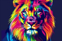 Eyecatching Poster Featuring A Lively And Colorful Animal Portrait. Сoncept Animal Portraits, Vibrant Colors, Eye-Catching Posters