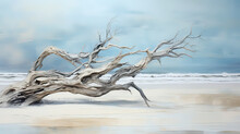 Driftwood Dreams Abstract Coastal Beauty Background Ai Generative