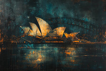 Sydney Opera House Landscape Illustration