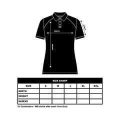 Wall Mural - Women's polo shirt Size Chart. technical drawing fashion flat sketch vector illustration