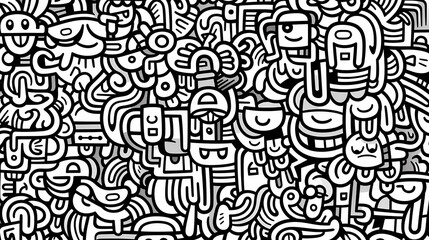 Funny doodle seamless pattern, artistic background