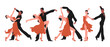 © Tatiana - Dancing couples, clipart set. A man and a woman dance the tango. Illustration, vector