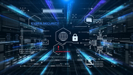 Poster - Cyber security digital data security for business, computer, network illustration. Icon of privacy protection background.