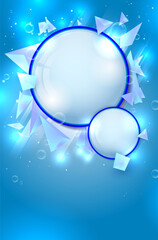 Wall Mural - abstract blue background with triangle and circle shapes, shiny lights and copy space for your desig