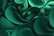 Abstract Green Geometric Background With Overlapping Circles And Soft Shadows.