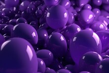 Abstract Background Of Shiny Purple Spheres With Reflections.