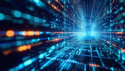 Illustration of big data in a high-speed upload and download process. Abstract background of futuristic digital technology in high speed data traffic.