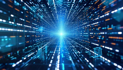 Illustration of big data in a high-speed upload and download process. Abstract background of futuristic digital technology in high speed data traffic.