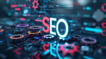 Wall Mural - search engine optimization, seo, background cover, the concept of optimization to raise the position