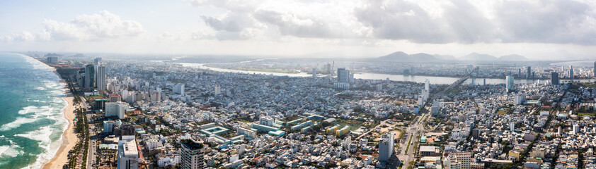 Poster - Beautiful beaches of Da Nang, Vietnam.  Aerial Drone Photo