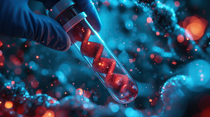Wall Mural - doctor and medical assistant robot analysis and testing result of dna on modern virtual interface, s
