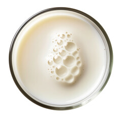 Sticker - A glass of milk top view isolated on a transparent background 