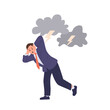 © Iryna Petrenko - Frightened businessman cartoon character in fear and panic suffering from thunderstorm phobia