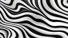 A Black And White Zebra Print Wallpaper, In The Style Of Surrealistic Distortion, Freeform Minimalism, Rounded, Psychedelic Artwork, Shaped Canvas