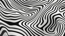 A Black And White Zebra Print Wallpaper, In The Style Of Surrealistic Distortion, Freeform Minimalism, Rounded, Psychedelic Artwork, Shaped Canvas