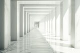 Fototapeta Do przedpokoju - A long white corridor stretching into the distance