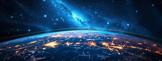 Wall Mural - behold the stunning expanse of our planet, earth, amidst the vastness of the universe as seen from t