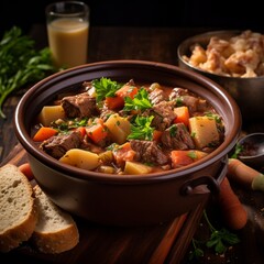  Warm your soul with a hearty bowl of slow-cooked beef and vegetable stew, infused with savory herbs. A comforting dish that embodies the essence of homestyle cooking.