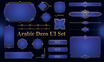 Wall Mural - set of art deco modern user interface elements. fantasy magic hud with arabian elements. template fo