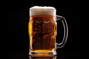 Mug of beer on dark background