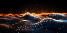 Colorful Background With Abstract Waves. 3d Rendering. Glowing In The Ultraviolet Spectrum, Curved Neon Lines And Waves
