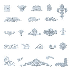 Set of blanks carved stucco patterns