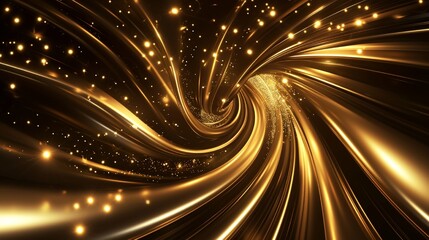 Wall Mural - Dark Brown Golden Royal Awards Graphics Background. Lines Growing Elegant Shine Spark. Luxury Premium Corporate Abstract Design Template. Classic Shape Post. Lights Fireworks.