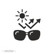 protection lenses of uva rays icon, sun protect glasses, eye care concept, flat symbol on white background - vector illustration