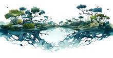 Nature Concept Mangroves, Nature, Green Habitat, Large Roots, Wild Jungle Co2