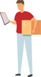 Parcel shipment icon cartoon vector. Courier post. Worker drop box