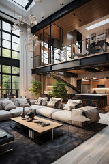 Wall Mural - Luxurious modern loft apartment with elegant designe