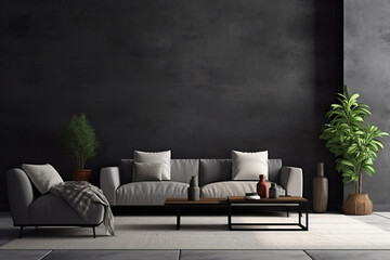 Wall Mural - Modern dark home interior background