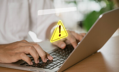 Fototapete - notice of a hacked system following a cyberattack on a network. compromised notion of information. online malware, cybercrime, and cybersecurity. Cybercriminals use hackers to steal information